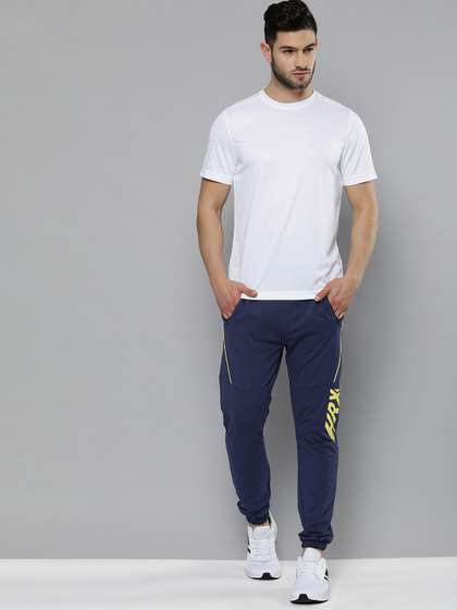 HRX by Hrithik Roshan HRX By Hrithik Roshan Lifestyle Men Blue & Yellow Lycra Printed Joggers
