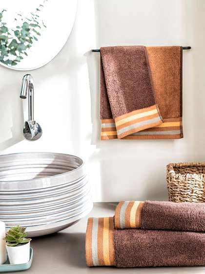 DDecor Unisex Set Of 2 Brown Solid 500 GSM Live Beautiful Cotton Hand Towels
