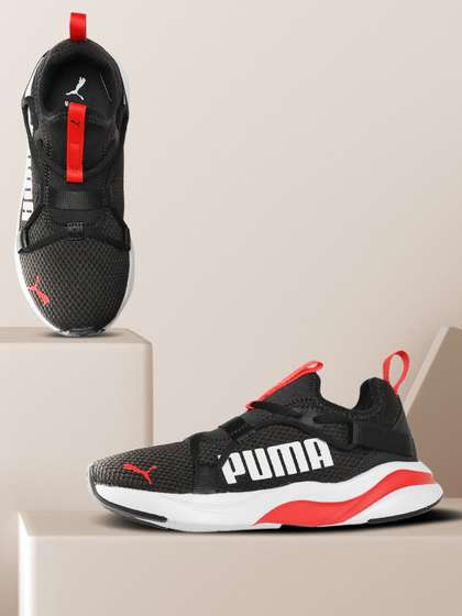 Puma Boys Black & Red Softride Rift Pop Youth Walking Shoes