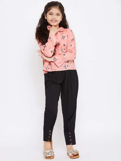 Stylo Bug Girls Pink & Black Printed Top with Trousers