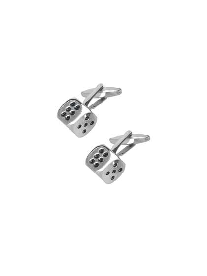 bodha Silver-Toned &
                    Black Rodium Plated Dice Design Cufflink