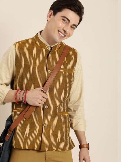 Taavi Geometric Ikat Nehru Jacket