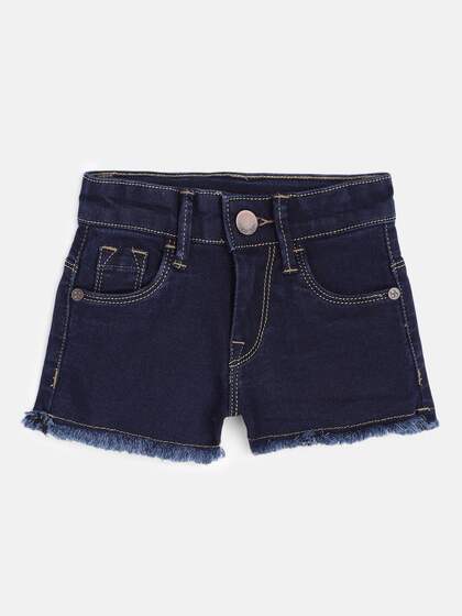 HERE&NOW Girls Navy Blue Denim Shorts
