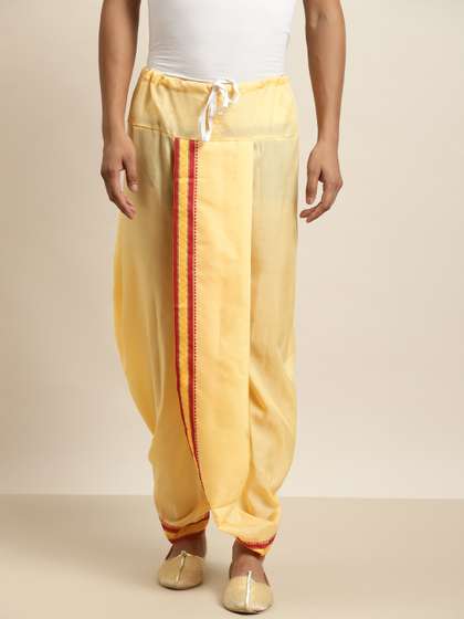 SOJANYA Men Yellow
                        Solid Dhoti Pants