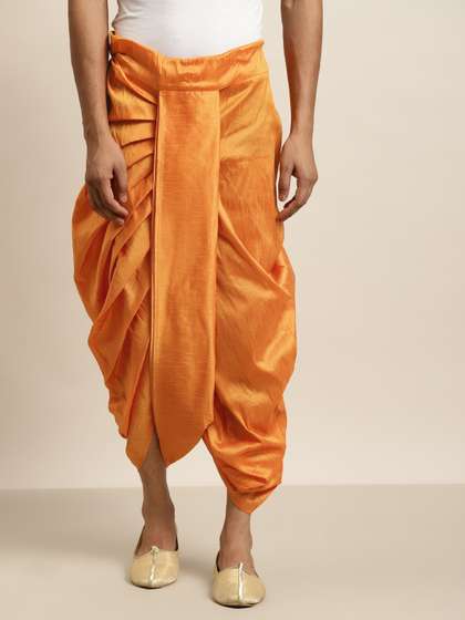 SOJANYA Men Mustard
                        Yellow Solid Dhoti Pants
