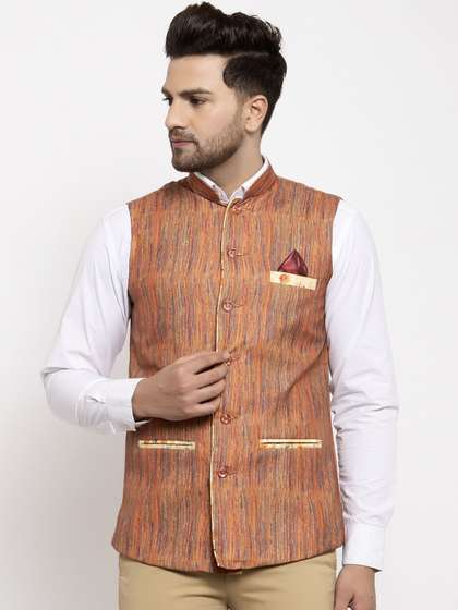 KLOTTHE Men Embellished Woven Nehru Jacket