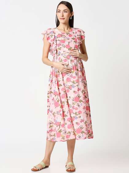 AV2 Pink Floral
                        Printed Maternity Midi Dress