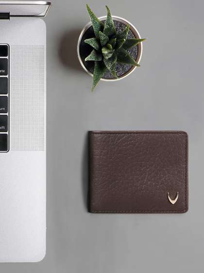 Hidesign Men Brown
                    Textured Leather Two Fold Wallet
