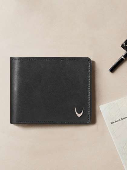 Hidesign Men Black Solid
                    Leather Two Fold Wallet