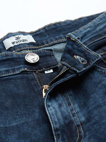 WROGN Men Blue Slim Fit Heavy Fade Stretchable Jeans
