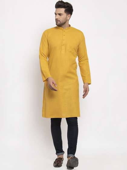 KRAFT INDIA Men Mustard Yellow Kurta
