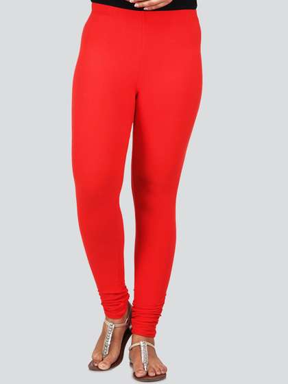 PinkLoom Women Red
                          Solid Churidar-Length Leggings