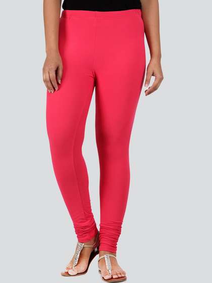 PinkLoom Women
                          Pink Solid Churidar-Length Leggings