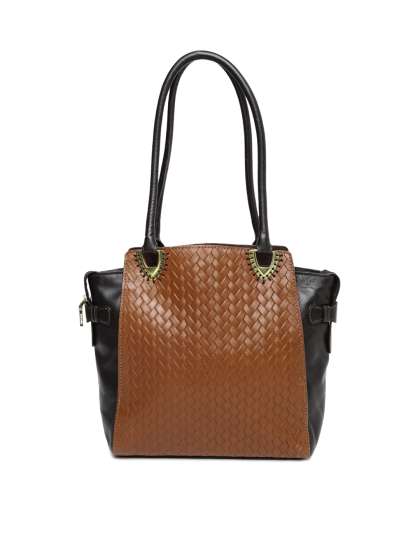 Hidesign Handbags Handbag Online In India Myntra Hidesign Brown Black Leather Shoulder Bag