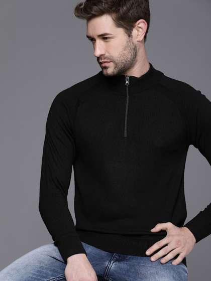 WROGN Men Black
                        Solid Pullover Sweater