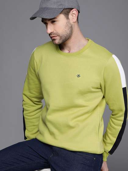 WROGN Men Green
                          & Black Colourblocked Sweatshirt