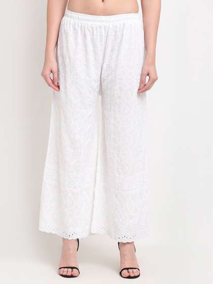 TAG 7 Women Embroidered Flared Palazzos