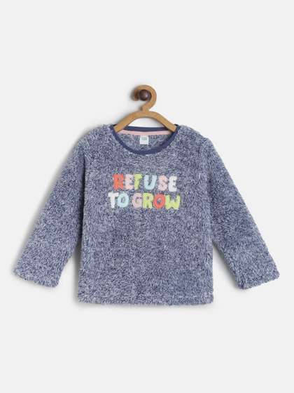 MINI KLUB Girls Blue
                    & Yellow Self Design Sweatshirt