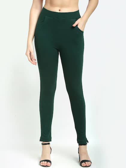TAG 7 Women Green Solid Ankle-Length Leggings