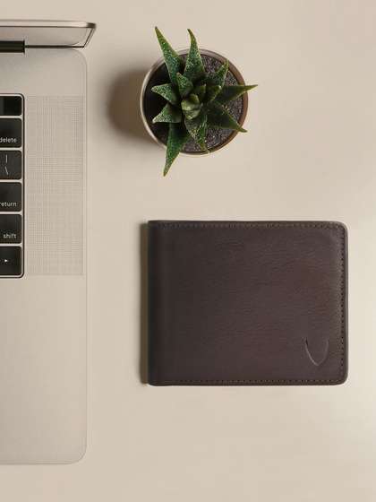 Hidesign Men Brown
                    Textured Leather Two Fold Wallet