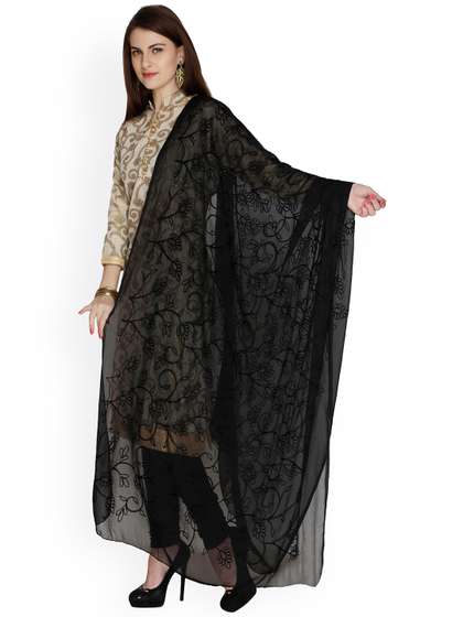 Dupatta Bazaar Black
                        Embroidered Chiffon Dupatta
