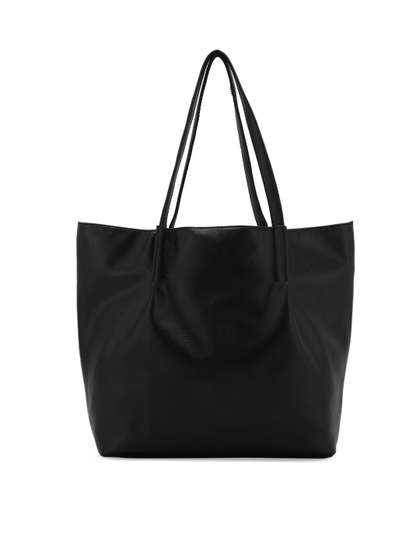 Toteteca Black PU Oversized Shopper Tote Bag