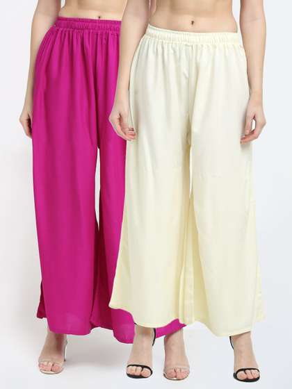 TAG 7 Women Set Of 2 Solid Palazzos