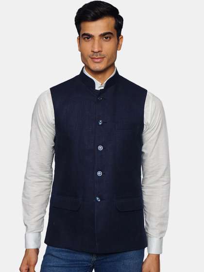 Wintage Men Blue
                          Solid Nehru Jacket