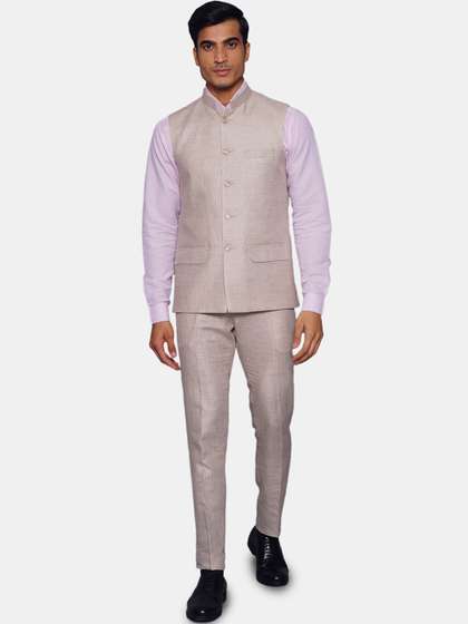 Wintage Men
                          Cream-Coloured Solid Bandhgala Two-Piece
                          Formal Suit