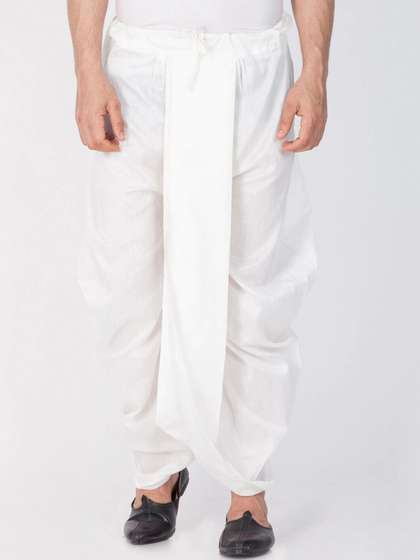 Here&Now X
                        Sanwara Men White-Coloured Solid Traditional Art
                        Silk Dhoti Pants