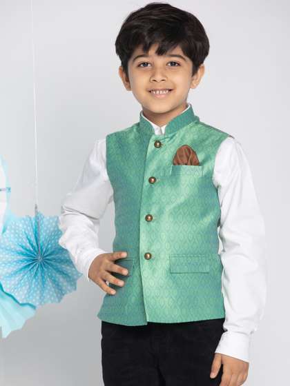 VASTRAMAY Boys Woven Design Nehru Jacket