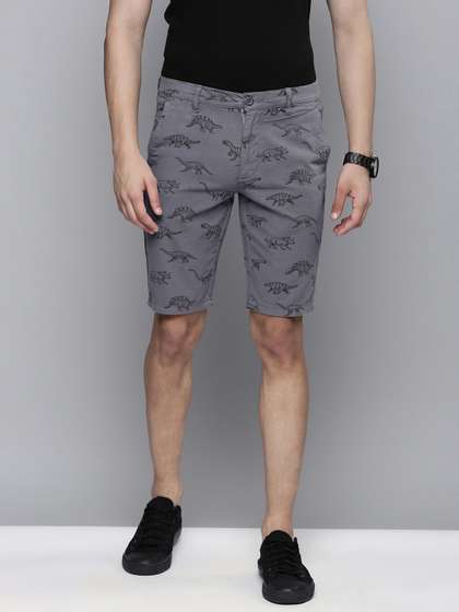 The Indian Garage
                          Co Men Grey Animal Printed Slim Fit Regular
                          Shorts