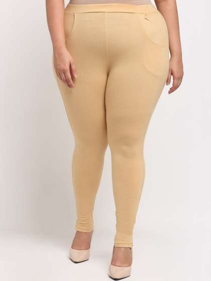 TAG 7 PLUS Women
                        Beige Cotton Ankle Length Leggings