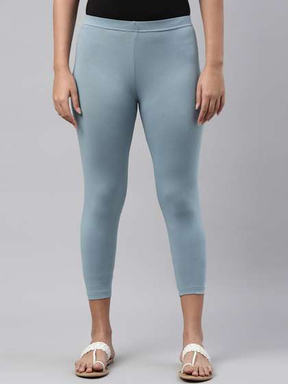 Go Colors Women Blue
                        Solid Three-Fourth Length Leggings