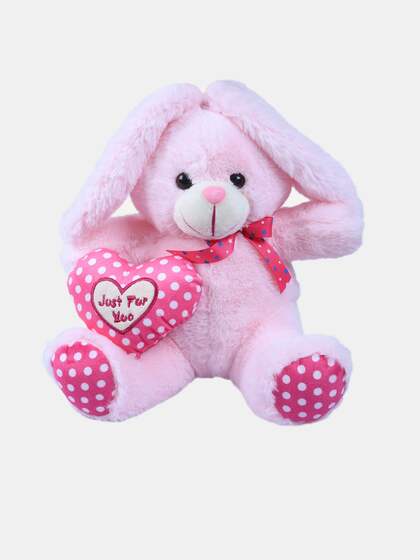 DukieKooky Kids Pink & White Bunny With Side Heart Soft Toy