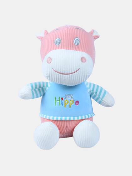 DukieKooky Kids Peach-Coloured & Blue Baby Hippo soft Animal Toy