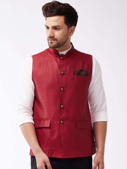 VASTRAMAY Men Woven-design Slim-Fit Nehru Jacket