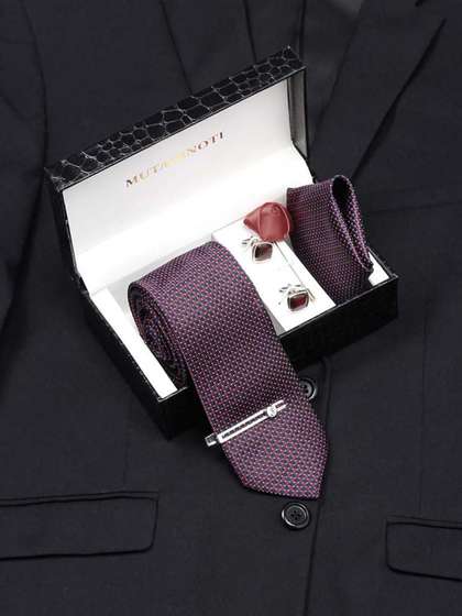 MUTAQINOTI Men
                      Rosewood Silk Necktie Accessory Gift Set