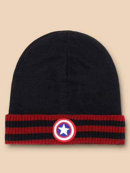 Kids Ville Boys Black
                    & Red Colourblocked Captain America Beanie