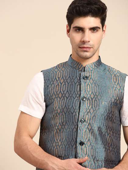 Anouk Printed Jacquard Nehru Jacket