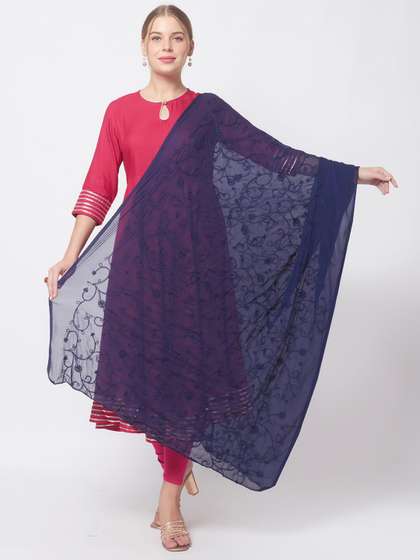 Dupatta Bazaar Navy
                        Blue Embroidered Dupatta