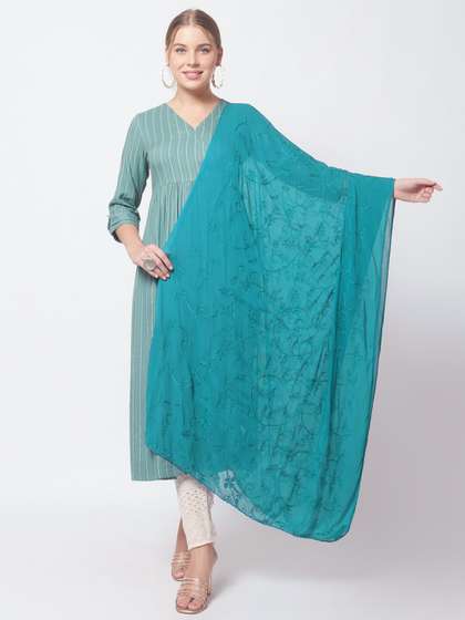 Dupatta Bazaar Teal
                        Green Embroidered Dupatta