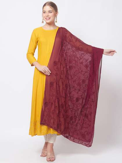 Dupatta Bazaar
                        Burgundy Embroidered Dupatta