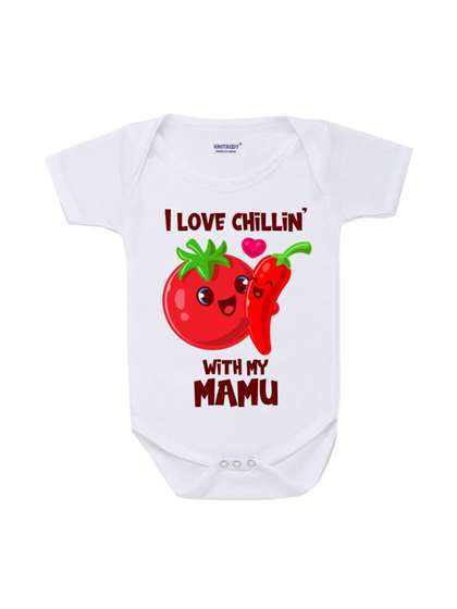 KNITROOT Infants Kids
                      Printed Mamu White Cotton Bodysuit