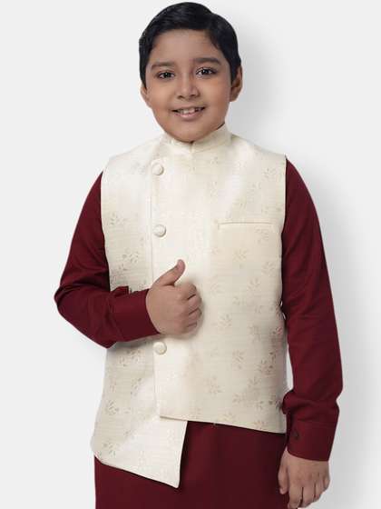 NAMASKAR Woven Design Nehru Jacket