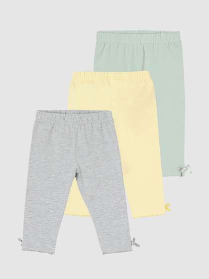 Max Infant Girls Pack Of
                    3 Solid Pure Cotton Leggings