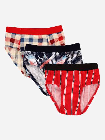 YK Boys Pack Of 3 Assorted Cotton Basic Briefs
