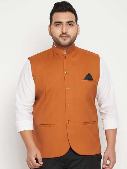 VASTRAMAY Men Solid Slim-Fit Woven Nehru Jacket