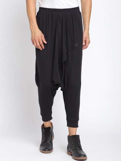 PUNK Men Black Solid
                        Cotton Loose-Fit Dhoti Pants