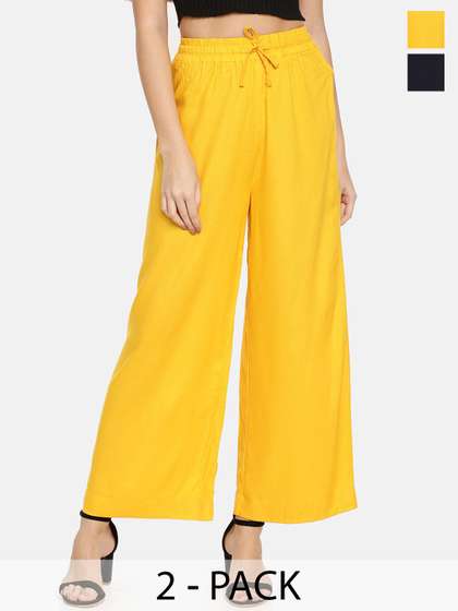 TWIN BIRDS Women
                        Pack Of 2 Navy Blue & Yellow Palazzos